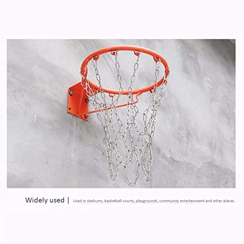 Heavy Duty Basketball Net Replacement Heavy-Duty Stainless Steel Iron Chain Basketball Hoop Net Galvanized Durable Metal Basketball Net 12 Buckle (With Hook) Fits Standard Indoor Or Outdoor Rims #TOP2