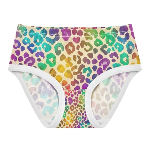 Toddler Panties, Rainbow Colored Leopard Spots Girls Underwear Cotton, 2T–8 Years