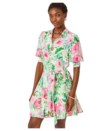 Lilly Pulitzer Womens Larkyn Shirtdress Multi Poppy Party 8 One Size
