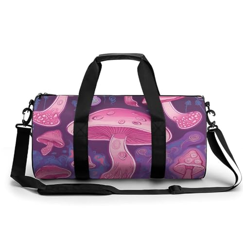 Petit sac de sport et voyage imperméable : sac de gym rose champignon stylé