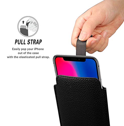 Apple Iphone Xr/Iphone 11 Sleeve, Modos Logicos Synthetic Leather Protective Sleeve Pouch Case For Iphone Xr/Iphone 11 6.1”, Professional Executive Case Design With Elastic Pull Strap - Black #TOP3