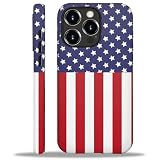 Punmada for iPhone 16 Pro Max Case,American Flag Blue Red Pattern for Girl Women Boy Hard Hybrid Shell Shockproof Silicone Full Body Protective Matte Case for iPhone 16 Pro Max