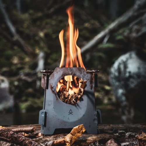 Überleben | Stöker Wood Burning Camping Stove – 18oz Flatpack Stainless Steel Wood Stove for Backpacking, Hiking & Outdoor Cooking – Portable, Folding Camping Essentials (Smokey Blue) by überleben - Image 4