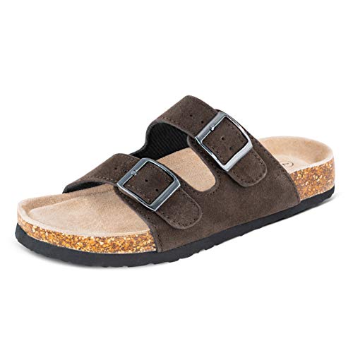 Tf Star Women’s Arizona Cow Suede Leather Flat Sandals,12-Strap Adjustable Buckle,Casual Slippers,Slide Cork Footbed Shoes For Women/Ladies/Girls #TOP5