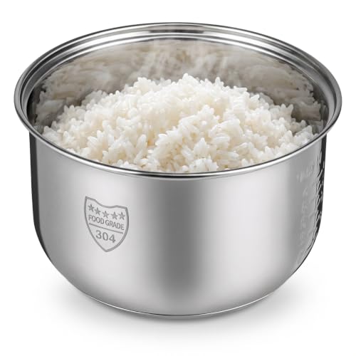 Amosfun Stainless Steel Rice Cooker Inner Pot 2L Universal Replacement Pot for Electric Rice Cooker for Cooking Steaming and Preparing Porridge