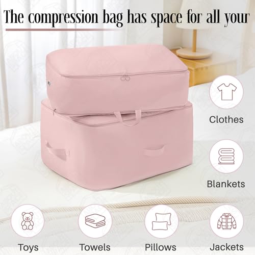 Image of ABOUT SPACE Nylon Ultra Space Saving Self Compression Organizer,22 L Vacuum Storage Bags,Packing Vaccine Bags for Clothes Airtight Reusable,Travel Essentials(Pink,Small,L 40 x B 30 x H 18.5cm)
