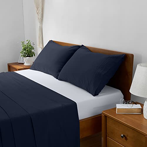 Mellanni Full Bed Sheet Set Colorful Bundle&Save - Hotel Luxury Bedding - Bundle Includes: White Full Fitted Sheet, Royal Blue Full Flat Sheet And Royal Blue Standard 2 Pillowcases #TOP6