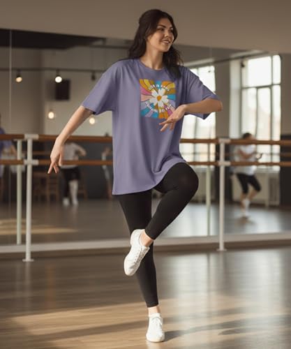 Image of SHODOX Women's Cotton Blend Oversized Drop Shoulder Printed T-Shirt | Soft, Breathable & Light Weight | Loose Fit Stylish Top for Girls with Premium Graphic Print
