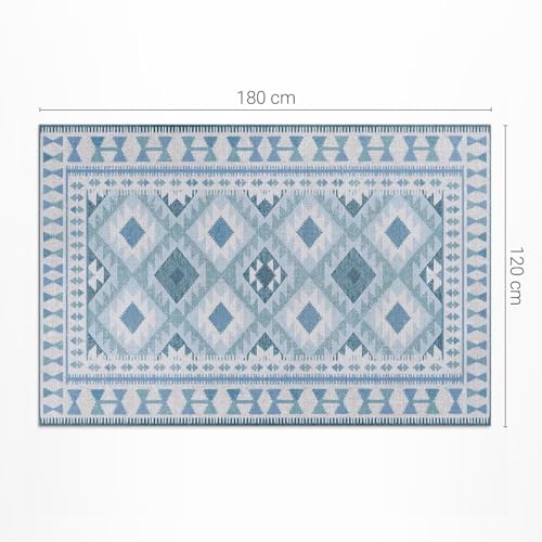 Tapis en vinyle Floorart de qualité supérieure rectangle décoration géométrique bleue