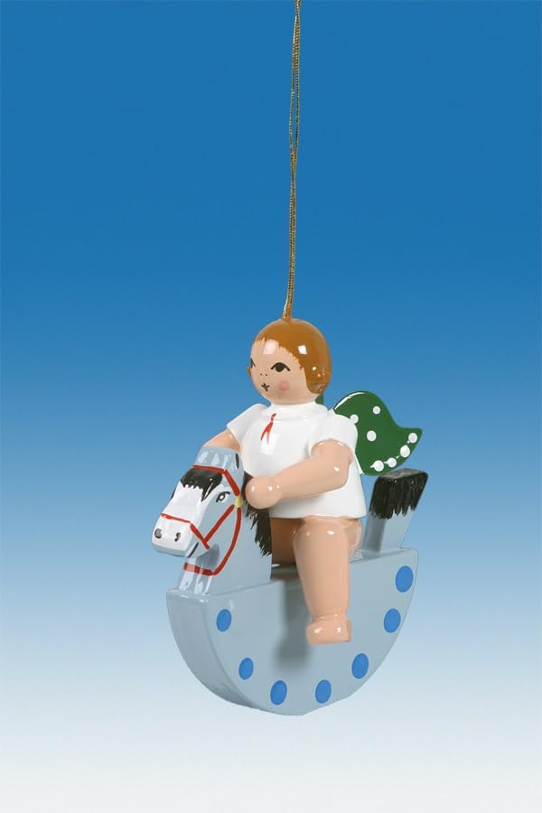 Tree Decoration Angel on Rocking Horse without Crown Height Approx. 6 cm
