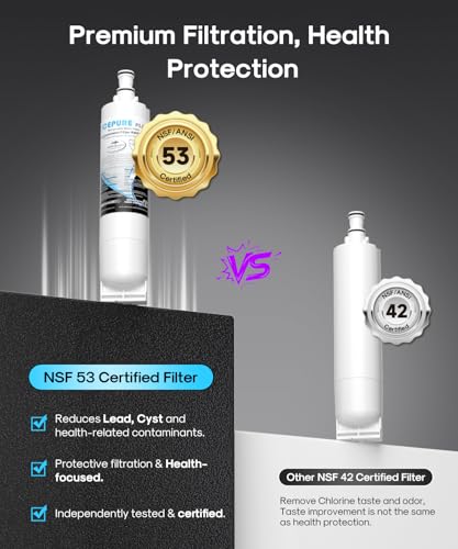 Image of ICEPURE PLUS 4396508 NSF /ANSI 53 & 42 Certified Refrigerator Water Filter, Remove Lead, Replacement for EDR5RXD1, Everydrop Filter 5, Whirlpool 4396510, WF-NLC240V, PNL240V Kenmore 46-9010 9085, 2PACK