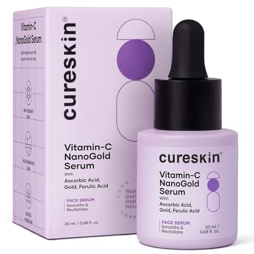 Image of Cureskin Vitamin C NanoGold Face Serum with L-Ascorbic Acid, Ferulic Acid & Gold | Brightens Skin, Evens Tone & Reduces Signs of Ageing | For All Skin Types | 20 ml