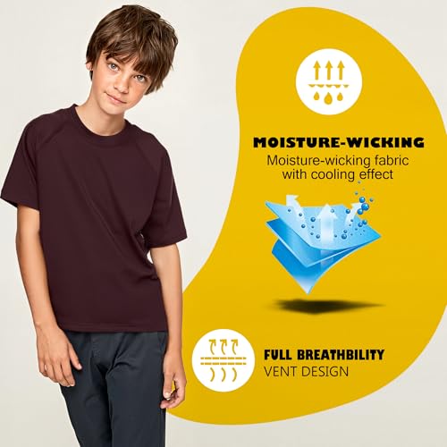Merino Wool Shirt Kids Base Layer, Lightweight & Breathable Boys Undershirt, Moisture-Wicking Short Sleeve Black3
