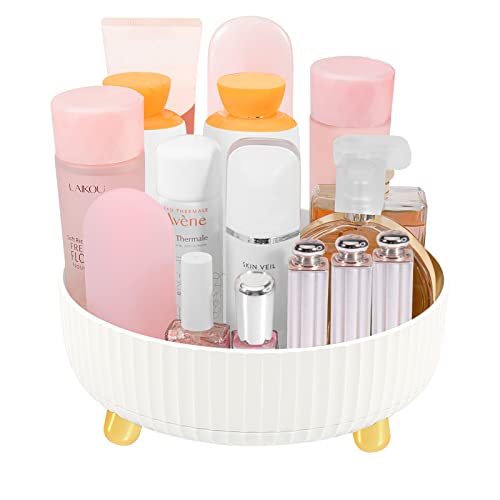 Cgbe Lazy Susan Organizer, 360 Degree Rotating Makeup Organizer, Lazy Susan Round Turntable Storage Tray For Vanity Bathroom Countertop Kitchen Organized Makeup, Cosmetics, Condiment-White #TOP29