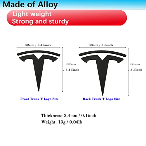 Yhcdsea Car Original Logo 3D Badge Metal Replacement Sticker For Tesla Model Y Front Back Trunk T Logo Replace Emblem Stickers Accessories (Matt Black) #TOP4