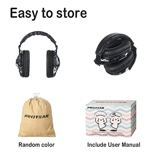 Protear Kids Snr 28Db Noise Reduction Ear Protection Safety Ear Muffs, Adjustable Ear Defender For Kids, Children Hearing Protection Firework, Homework (Skull) #TOP5