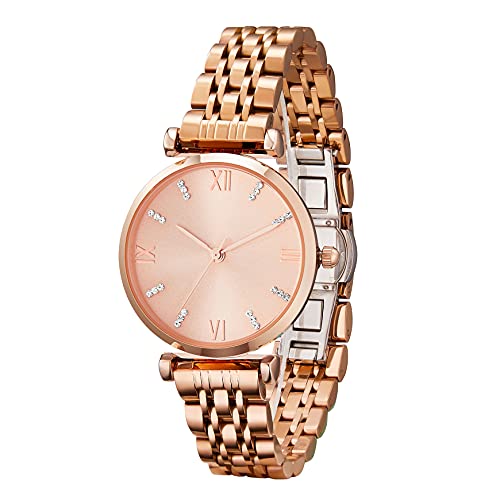 TIME100 Montres à Quartz Analogique pour Femme en Or Rose Étanche Bijoux Personnalisés Montre Pas Cher Bracelet en Acier Inoxydable Cover