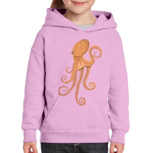 Sweat à capuche enfant pieuvre orange, le cadeau idéal sur le thème de l'océan - 3
