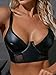 SHENHE Women's PU Leather Underwired Bra Contrast Mesh Hollow Out Longline Bra Black S