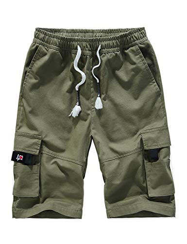 APTRO Herren Kurze Hosen Cargo Shorts Outdoor Sommer Shorts Freizeit Baumwolle Arbeitsshorts Dunkelgrün L Cover