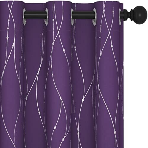 Deconovo Short Blackout Curtains for Windows, 54 Inch Length, Set of 2 - Energy Efficient Curtains, Light Blocking Window Panels, Curtains for Dining Room (42 x 54 Inch, Purple Grape, 2 Panels)