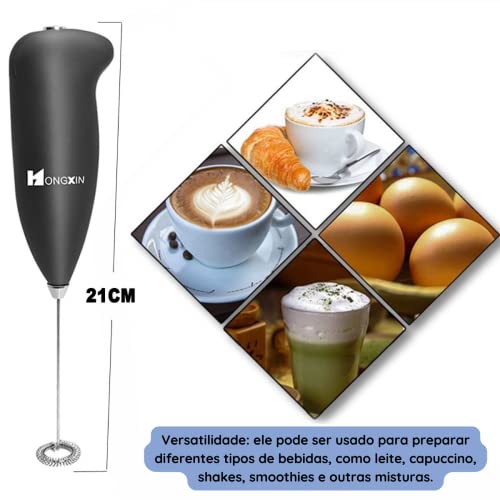 Mini Mixer Misturador Batedor Elétrico de Bebidas Com Base Leite Capuccin Café Ovos Whey Shake Inox
