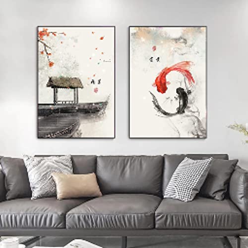 Affiche Chinois Bouddhisme toile poisson nature morte - 2