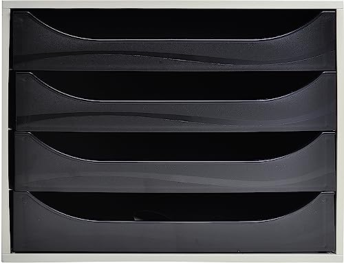 5 ETOILES Module de classement ECO gris et 4 tiroirs noirs - Polystyrène - 28,4 x 23,4 x 34,8 cm