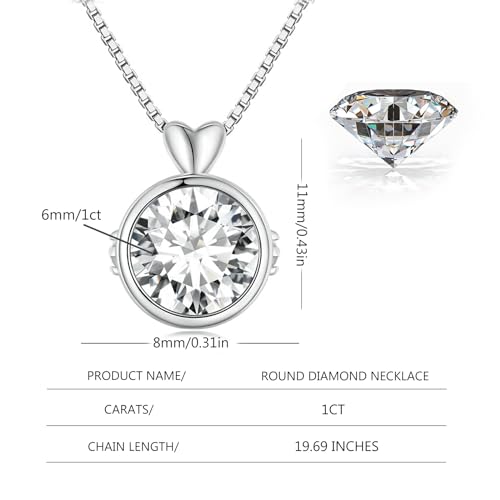 14K Gold Lovely 1ct VVS2 D-Color Round Cut Diamond Pendant Necklace for Women with 19.69 in Chain, Cute and Sweet Women's Jewelry Piece for Valentines Day2