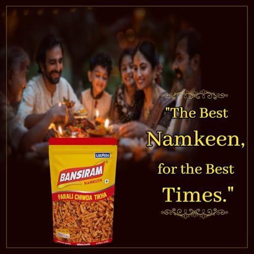 Image of Bansiram Namkeen | Farali Chiwda Tikha | Spicy Fasting Snack Mix | Upvaas Special Namkeen | Dry Fruit Faradi Chivda | Ready-to-Eat Indian Snack for Vrat & Festivals | Crunchy & Delicious | 350gm Pack