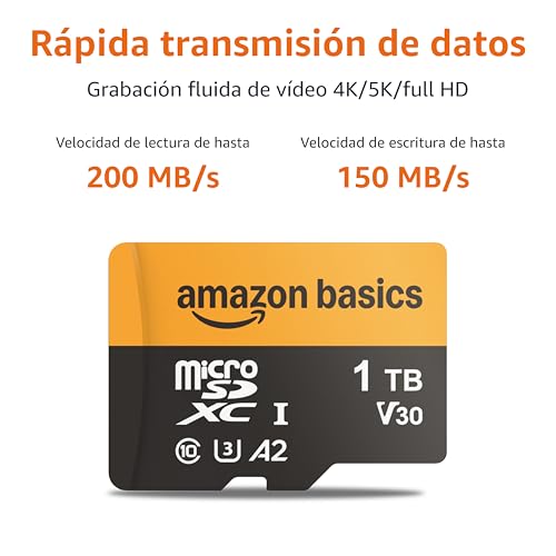 Miniatura 2 de Amazon Basics Tarjeta Microsdxc De 1 Tb Con Adaptador, Velocidad De Lectura De Hasta 200 Mb S, Paquete De 1