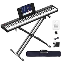 88鍵盤スタンド付き MIDI対応 軽量電子ピアノ ポータブル電子ピアノ 電子ピアノ 88鍵盤 折りたたみ スタンドセット スリムボディ
