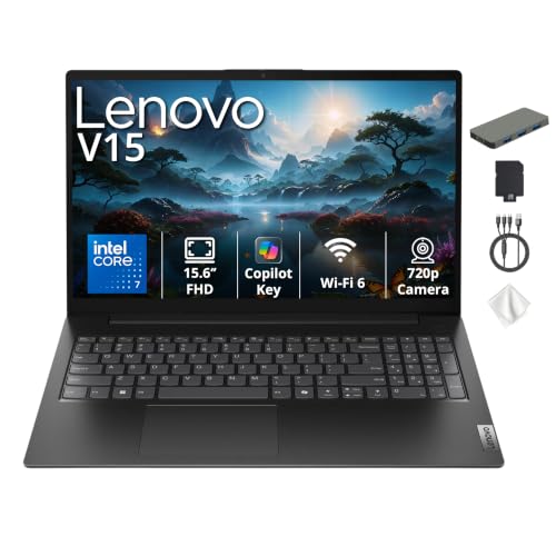 Image of Lenovo V15 Gen 5 15.6 inch FHD Business Laptop, Intel Core 7 240H, Intel Graphics, 32GB DDR5, 3TB Storage(2TB SSD+1TB Docking Station Set), Numeric Keypad, 720p HD Camera, Wi-Fi 6, Windows 11, Black