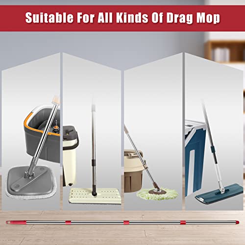 Spin Mop Replacement Handle - Crthl 4-Section 2.5-To-5 Foot Mop Replacement Stick Compatible With Triangle Spin Mop Base, Easywring Mop Refills For Floor Cleaning (Red, 4-Section, Mop Handle) #TOP6