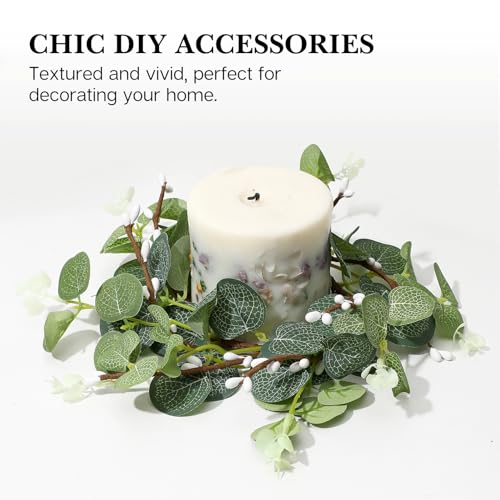 Couronnes de bougie eucalyptus pour décoration de table de mariage et repas de Noël