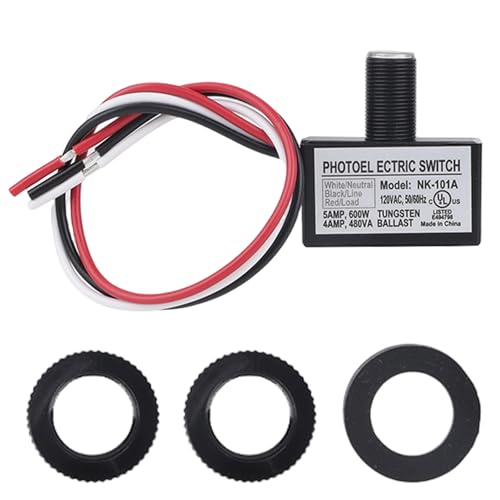 105V-130V AC Photocell Light Control Sensor, Photocell Sensor with Nuts and Washer Dusk to Dawn Auto On/Off Photoelectric Switch for Outdoor Lighting