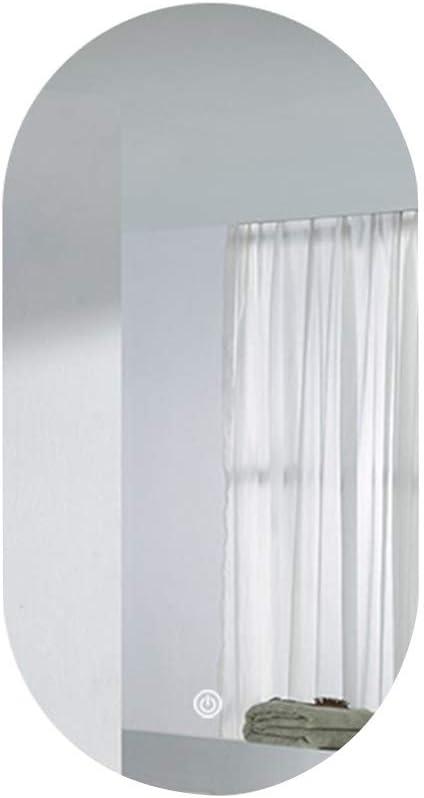Bathroom Mirrors LED HD Oval Shaving Mirror One-Touch Switch Two Light Source Options Applicable Bedroom Corridor (Color : White Light Size : 60x110cm)