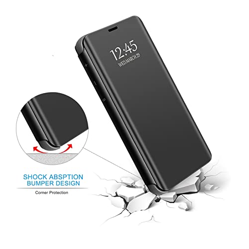 S25 FE Case Compatible for Samsung Galaxy S25 FE 5G Cell Phone Case with Kickstand, PU Leather, Clear View Mirror Flip Cover Shockproof Protective Cover for Samsung S25 FE 5G 6.7-inch (Black) by Gxmeuie - Image 5