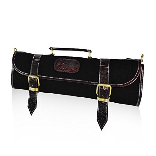 image for Boldric 9 Pocket Canvas Knife Roll Bag, Black