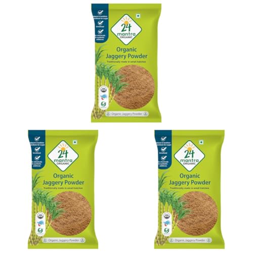 Image of 24 Mantra Organic Unbleached Jaggery Powder 500 gms, Healthy Sugar Substitute, Unrefined & Unadulterated | Certified Organic & Chemical Free (Pack of 3)