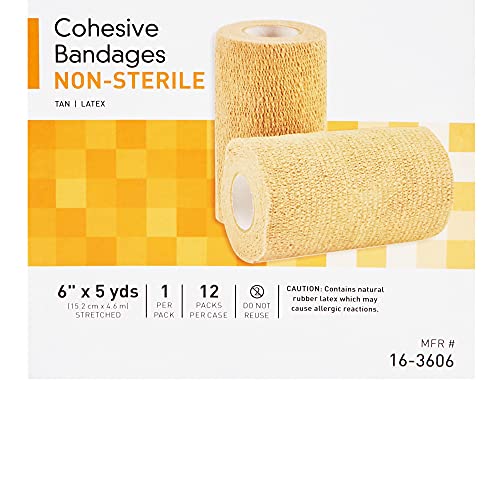 Mckesson Cohesive Bandage, Non-Sterile, Self-Adherent Closure, Tan, 6 In X 5 Yds, 1 Count, 12 Packs, 12 Total #TOP2