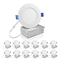 ECOELER 12 Pack 6 Inch Ultra-Thin LED Recessed Ceiling Light with Junction Box, 11W 5000K Day Light, 850Lm Brightness, Dimmable Canless Wafer Downlight, ETL&FCC Listed