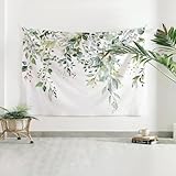 De-Mediocre Velvet Floral Spring Tapestry Vintage Sage Green Leaves Wildflower Wall Hanging Tapestry for Bedroom Dorm Living Room Backdrop Decor 60 * 51inch Horizontal