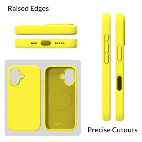 Image of SPRIG Compatible with iPhone 16 Premium SilkMag (Liquid Silicone Magnetic) Back Cover Drop Tested Shock Proof Mobile Case for Men, Women, Boys and Girls with Camera Protection (Shining Yellow)