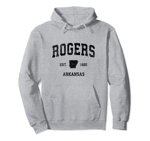 Rogers Arkansas AR Vintage Sports Design Negro Print Sudadera con Capucha