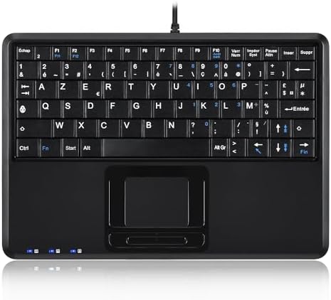Perixx PERIBOARD-510HPLUS Wired Keyboard with Touchpad - Super Mini 230 x 160 x 17 mm - 2 Port Hub - USB Port - Cable 1.8 m - Notebook Keys - AZERTY