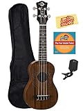 Luna Honu Mahogany Soprano Ukulele Bundle with Gig Bag, Tuner, Austin Bazaar Instructional DVD, and Polishing Cloth