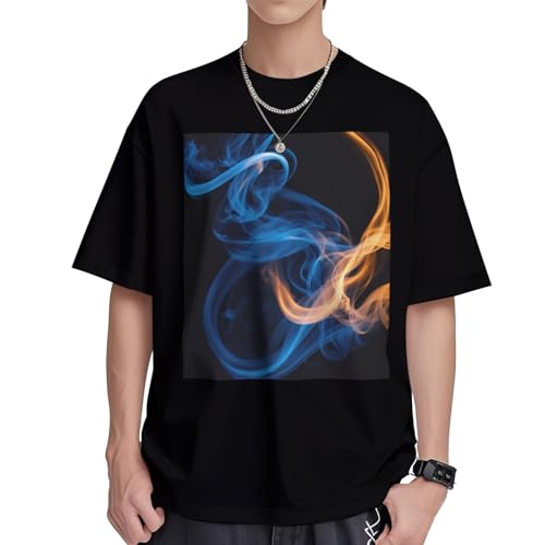 T-shirt flamme bleue en coton femme: tunique ample manches courtes