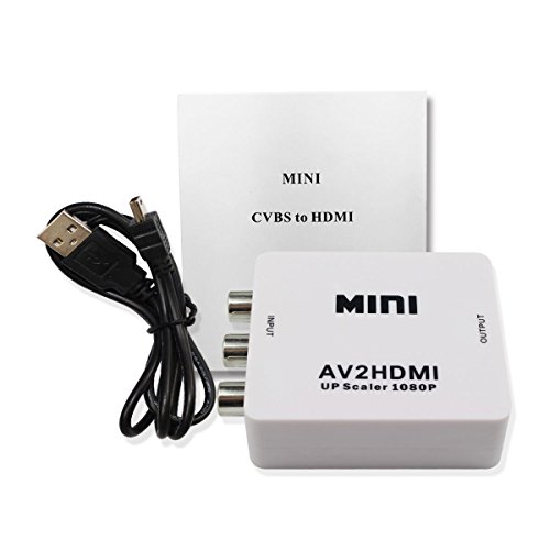 Mini conversor de adaptador composto HD AV CVBS 3RCA para HDMI suporta conversor de vídeo 720P 1080P