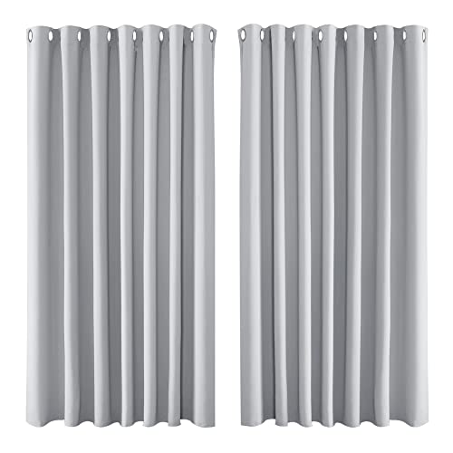 PONY DANCE Cortinas Opacas 2 Piezas Cortinas Cocina Largas Cortinas Opacas Termicas Cortinas Termicas Aislantes Frio y Calor, 266 x 213 cm, Gris Claro Cover